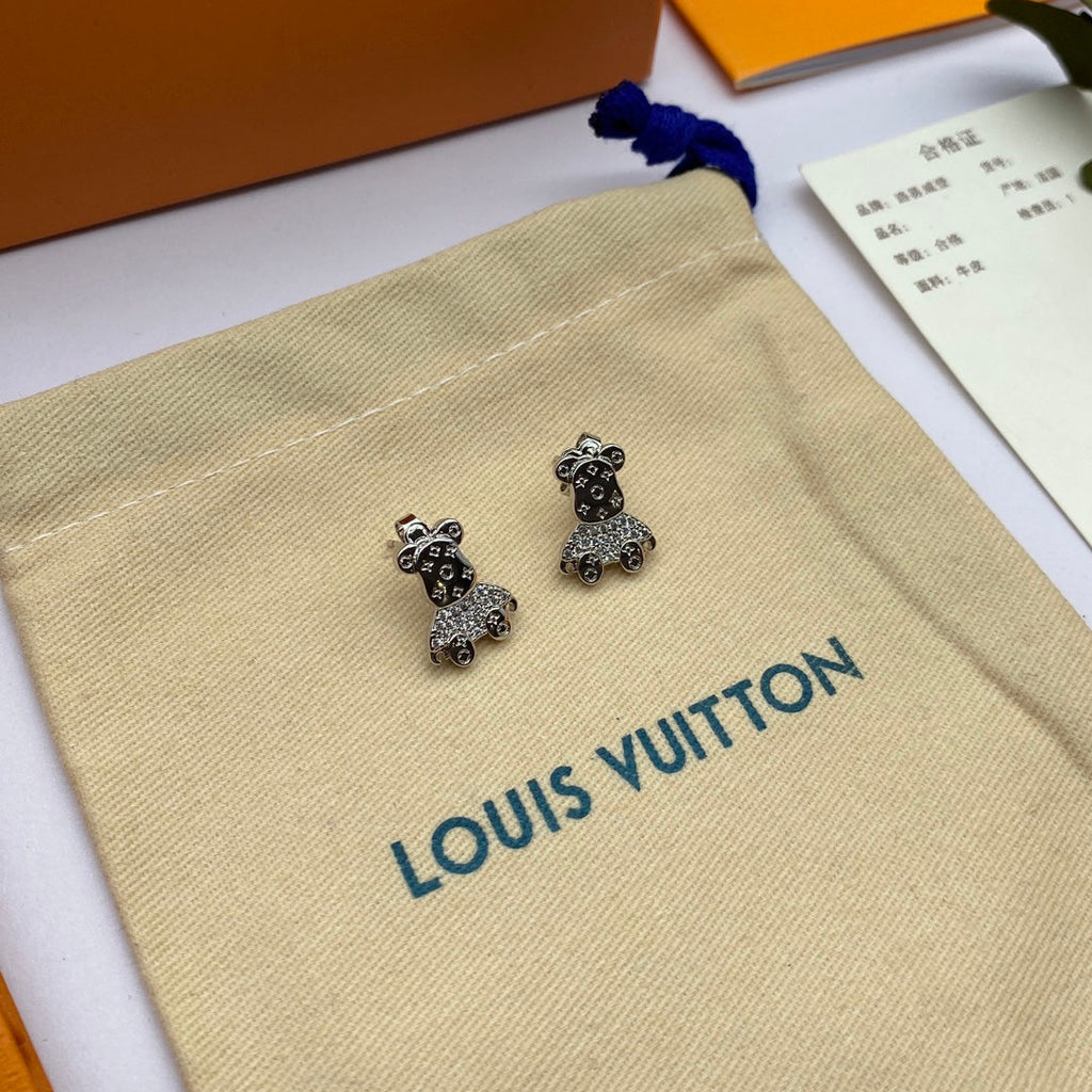 Louis Vuitton Bear 18K Gold Earrings