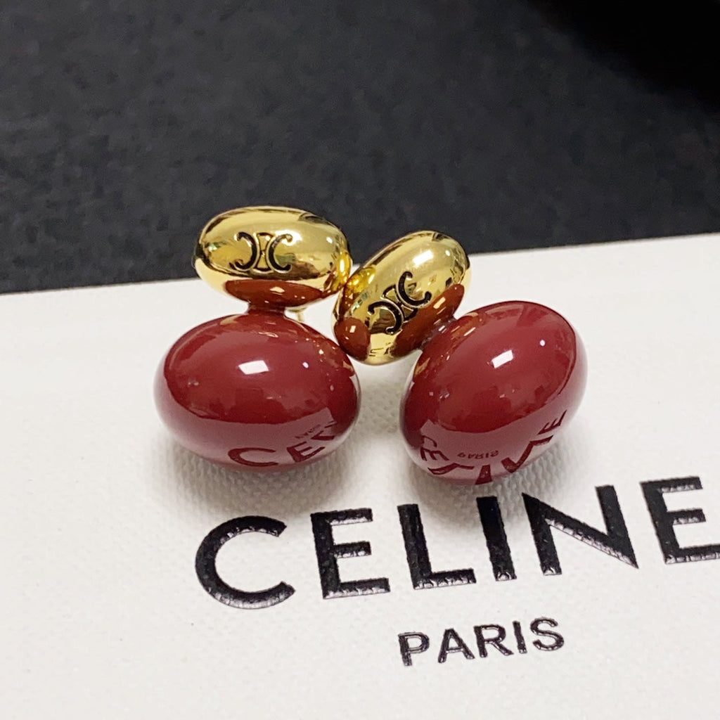 Celine Red 18K Gold Earrings