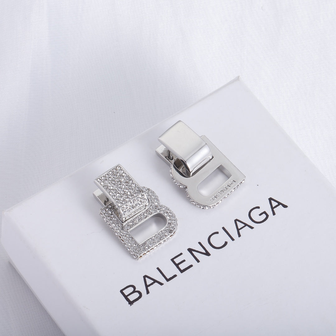 Balenciaga Hourglass Diamond 18K Gold Earrings