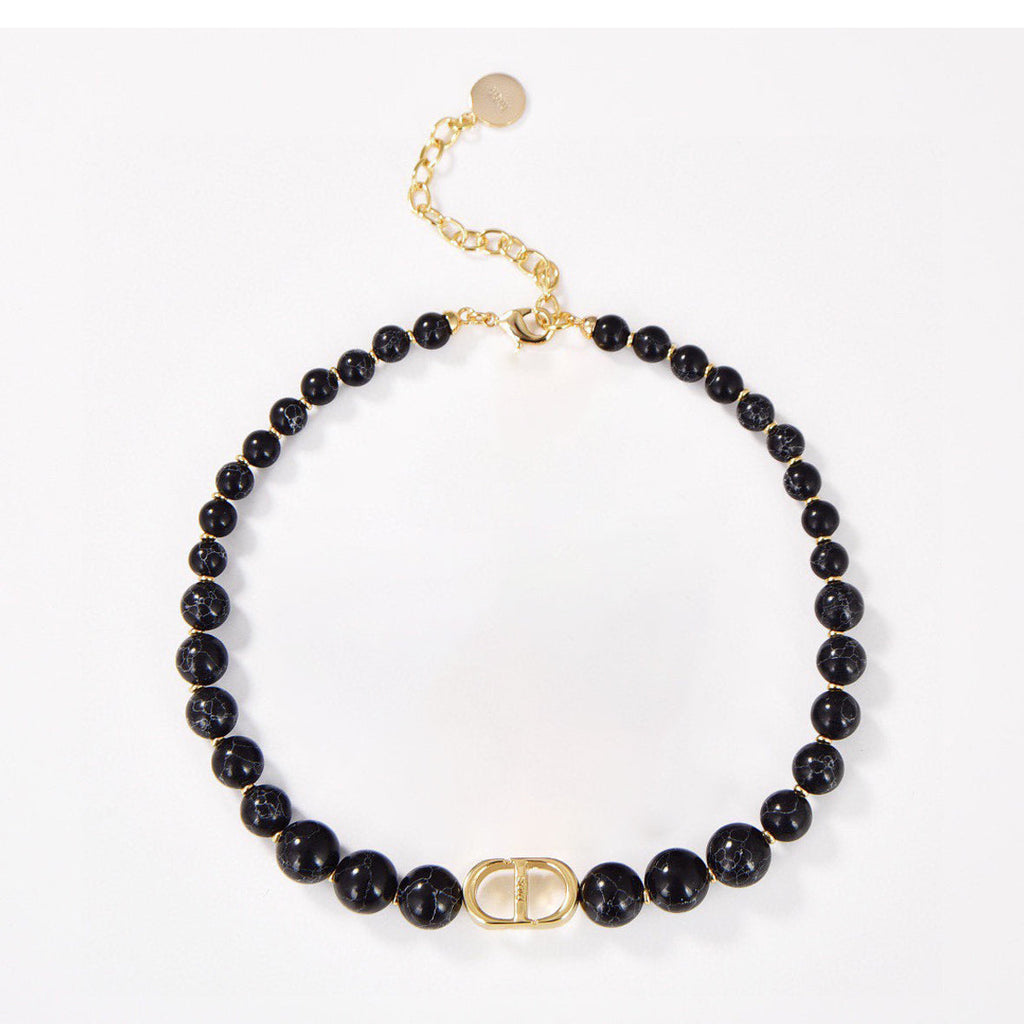 Dior 30 Montaigne Choker Black Pearls 18K Gold Necklace