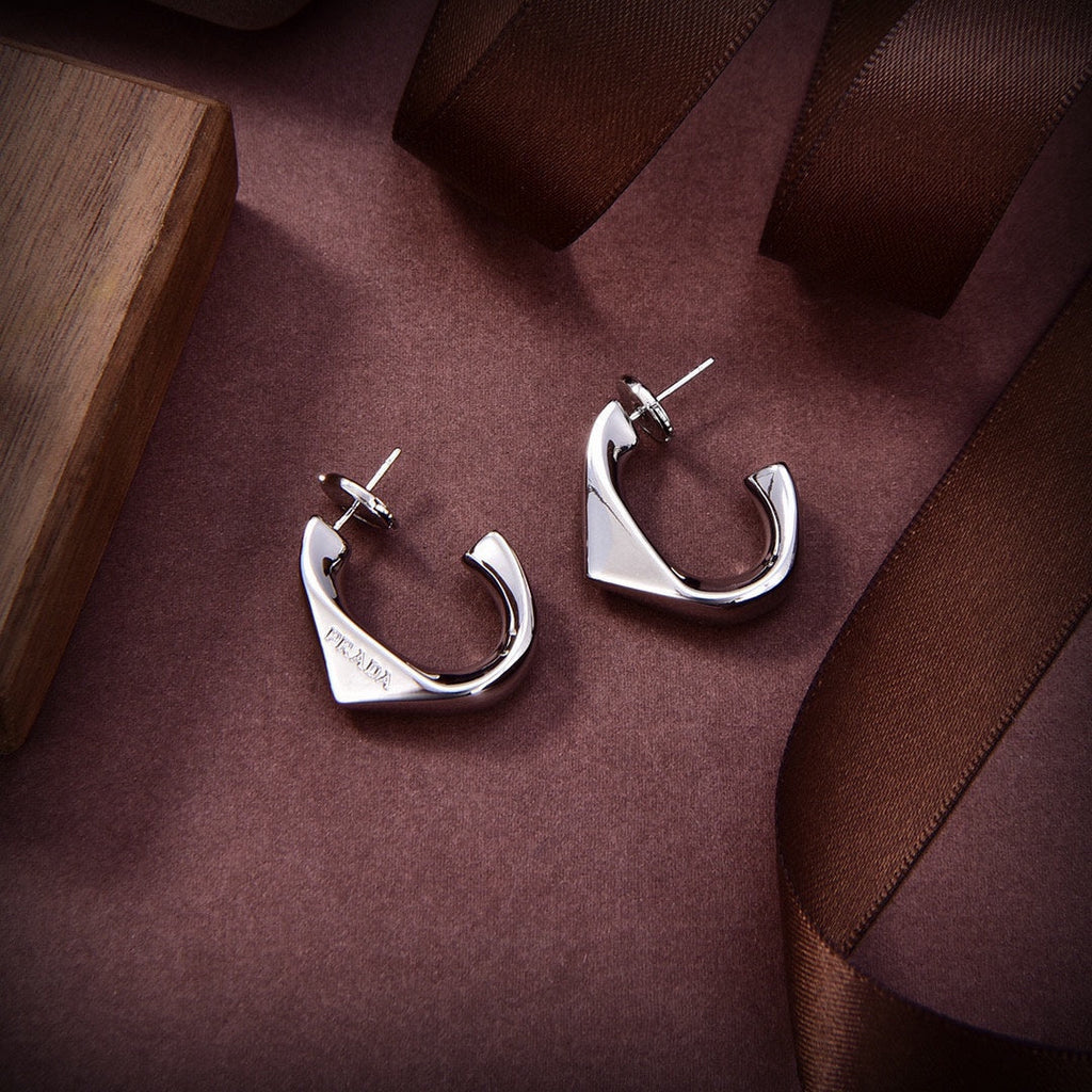 Prada Triangle Open 18K Gold Earrings