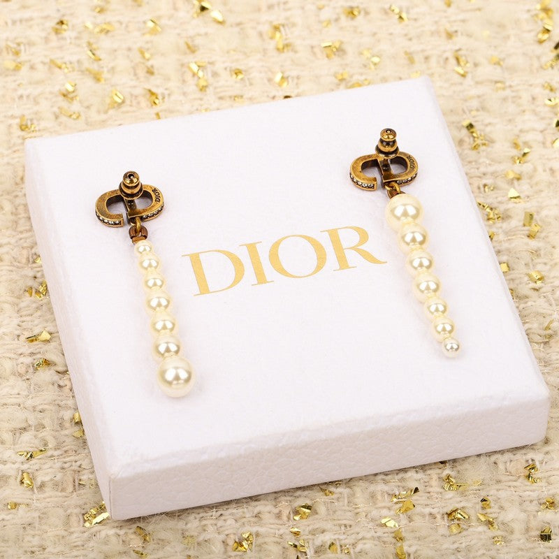 Dior Long Pearls 18K Gold Earrings