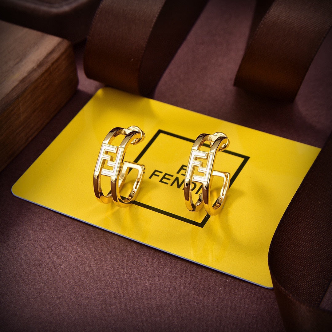 Fendi Forever Oval 18K Gold Earrings