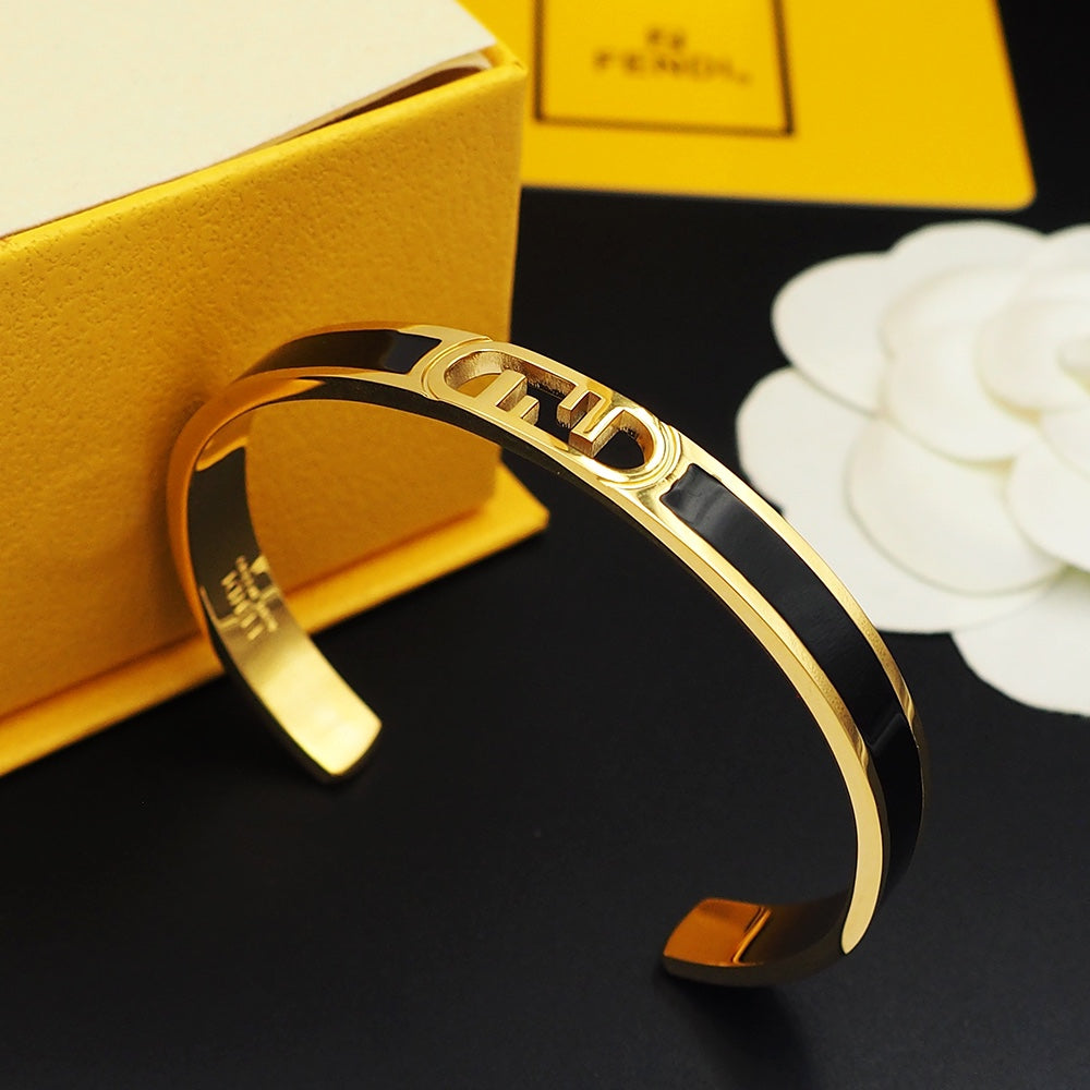 Fendi Open Cuff 18K Gold Bracelet