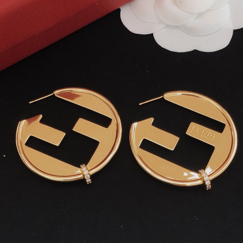 Fendi Big Round 18K Gold Earrings