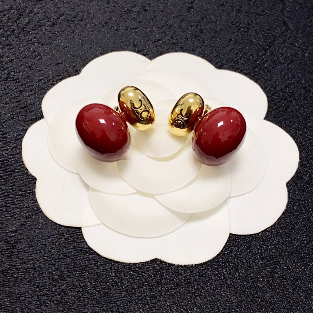 Celine Red 18K Gold Earrings