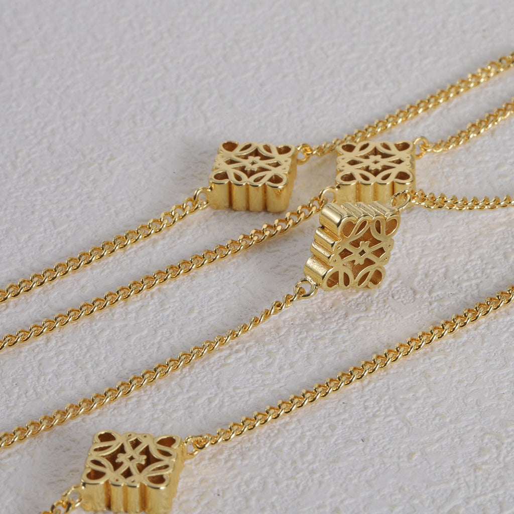 LOEWE Anagram Long 18K Gold Necklace
