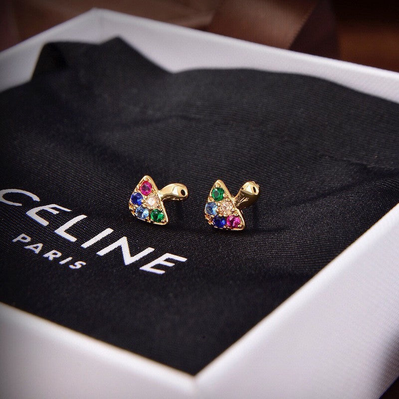 Celine Colorful Mushroom 18K Gold Earrings