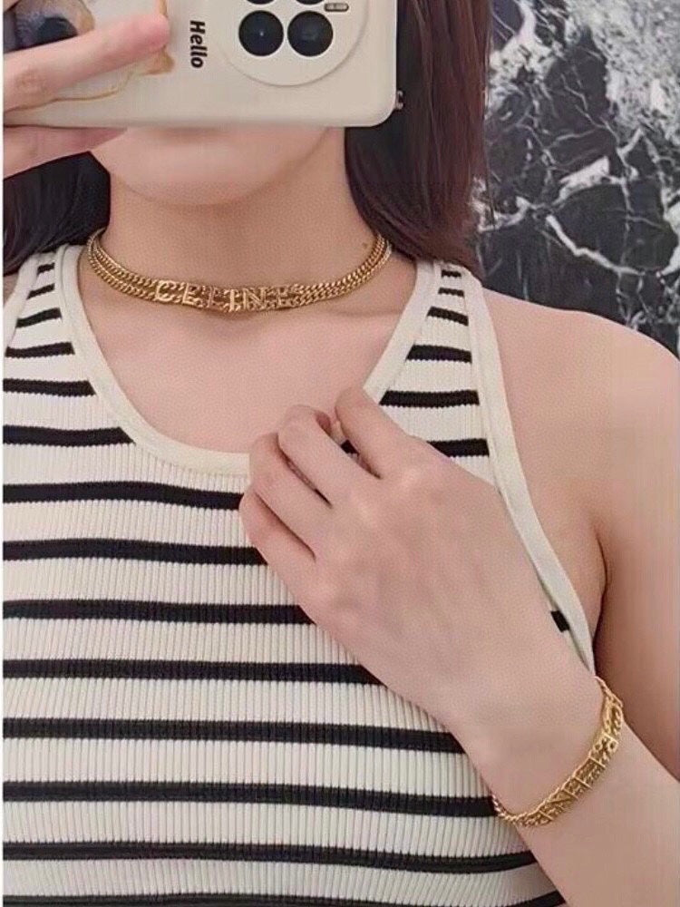 Celine Script Choker 18K Gold Necklace