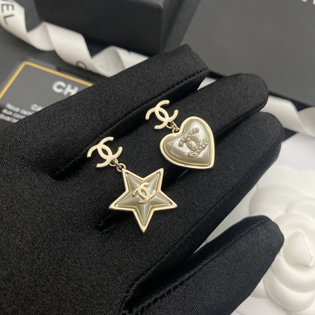 Chanel Heart & Star 18K Gold Earrings