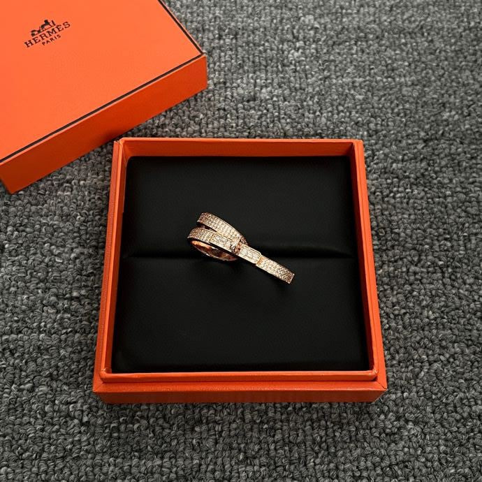 Hermes Kelly Gavroche Double 18K Gold Ring