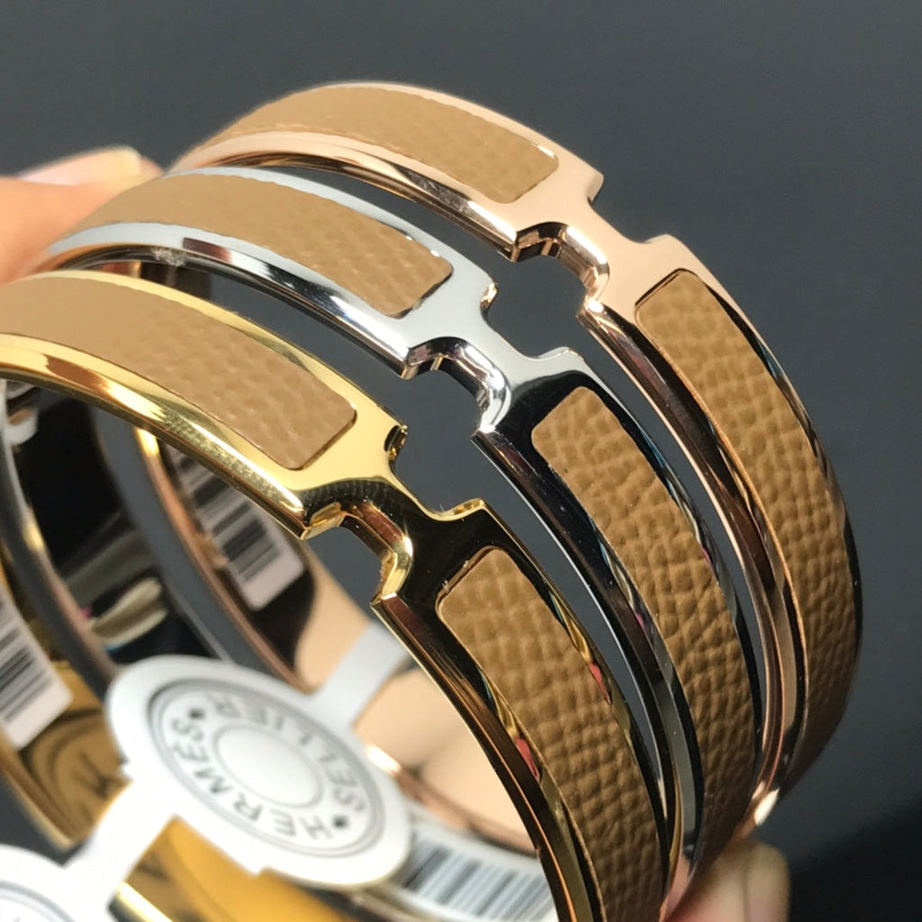Hermes Olympe Brown 18K Gold Bracelet