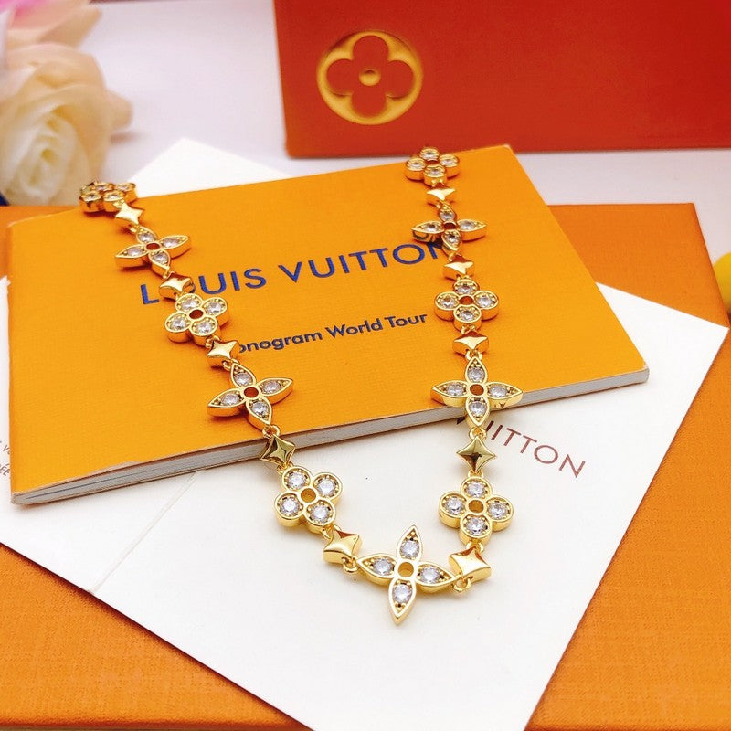 Louis Vuitton Blooming Crystals 18K Gold Necklace