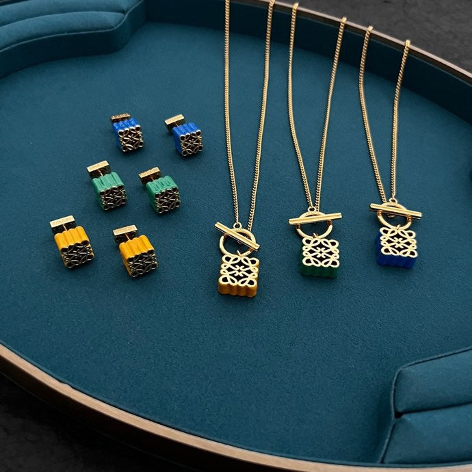 LOEWE Anagram Pendant 18K Gold Necklace