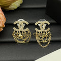Chanel Pearl Chain Link 18K Gold Earrings