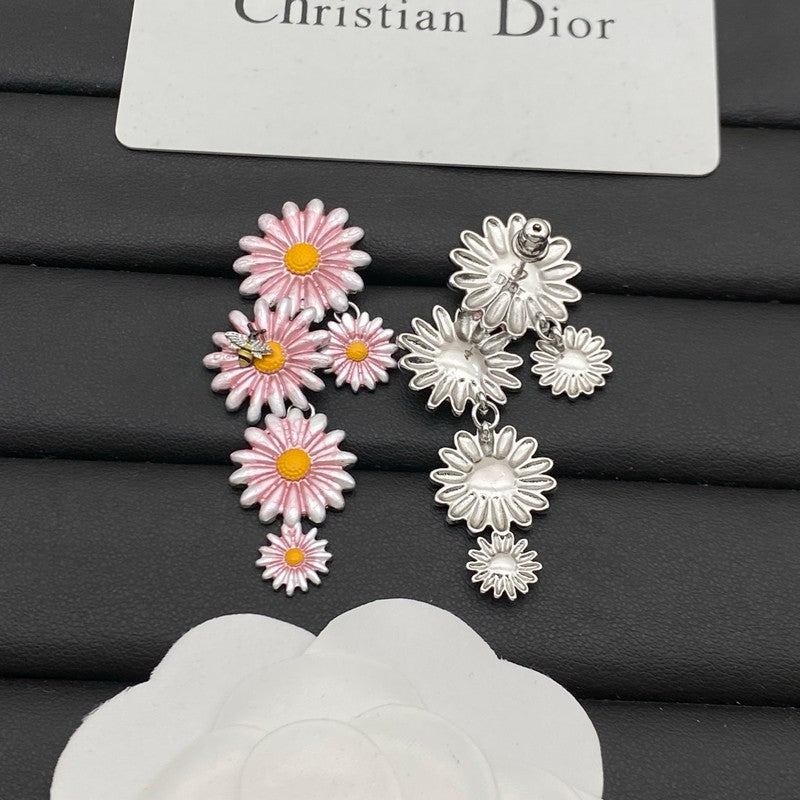 Dior Pink Flower 18K Gold Earrings