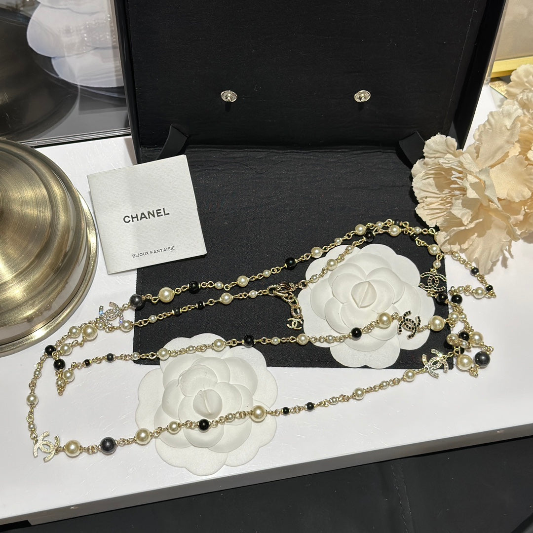 Chanel 24S Long Pearls 18K Gold Necklace
