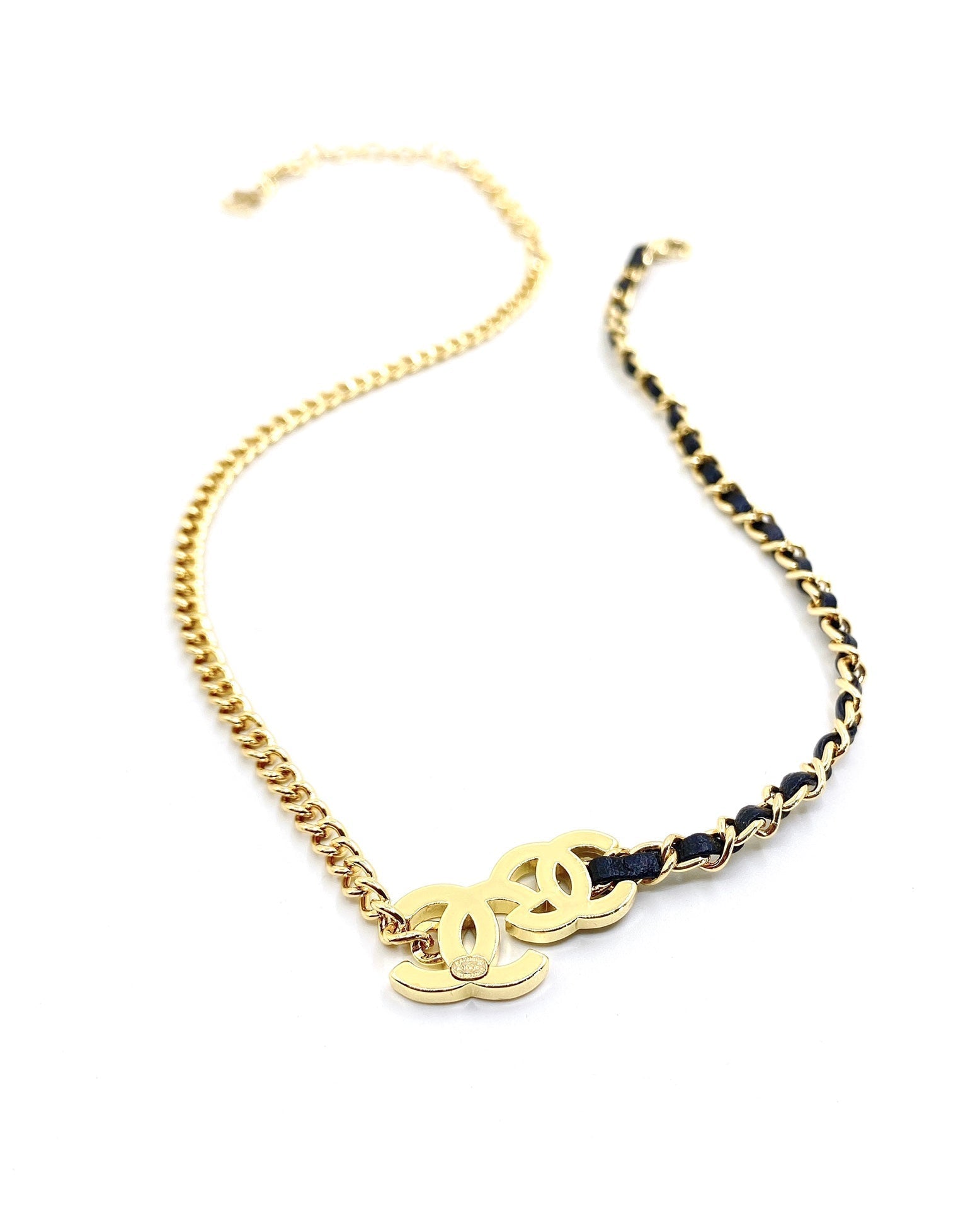 Chanel Black & White 18K Gold Necklace