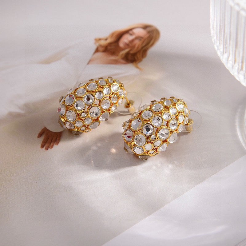 Valentino Crystal 18K Gold Earrings