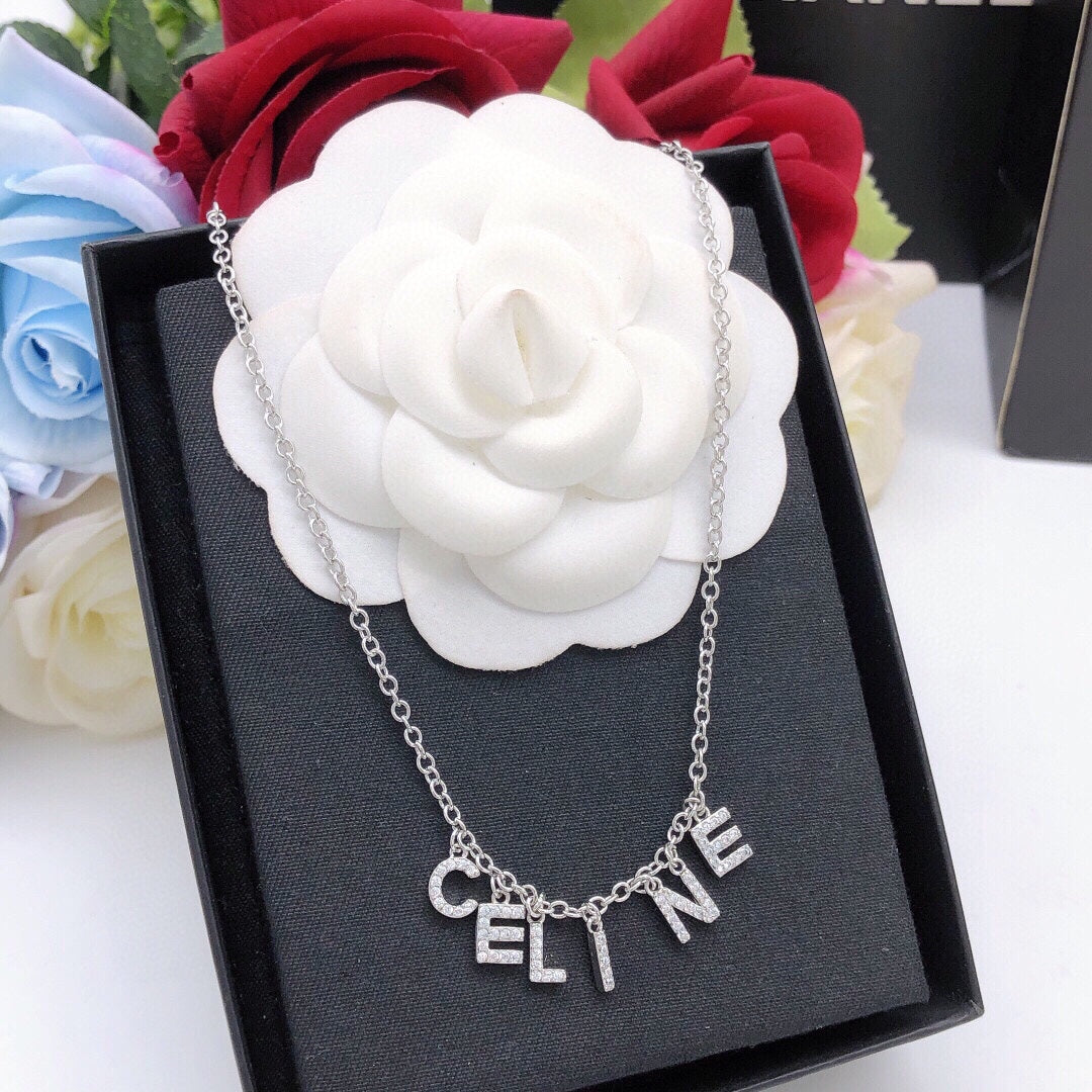 Celine Script 18K Gold Necklace