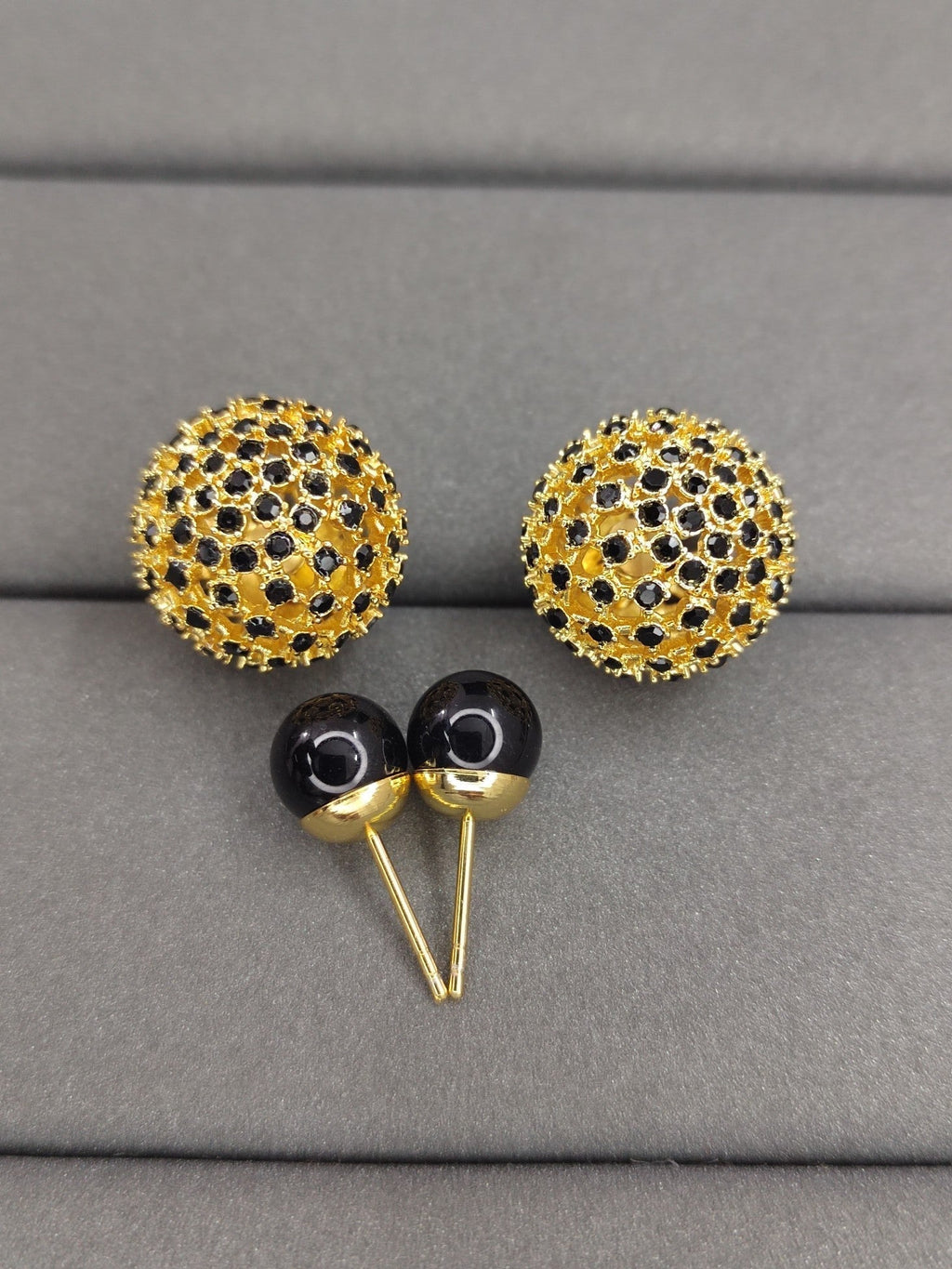 Dior Tribales Black Stone-Effect Resin Pearls 18K Gold Earrings