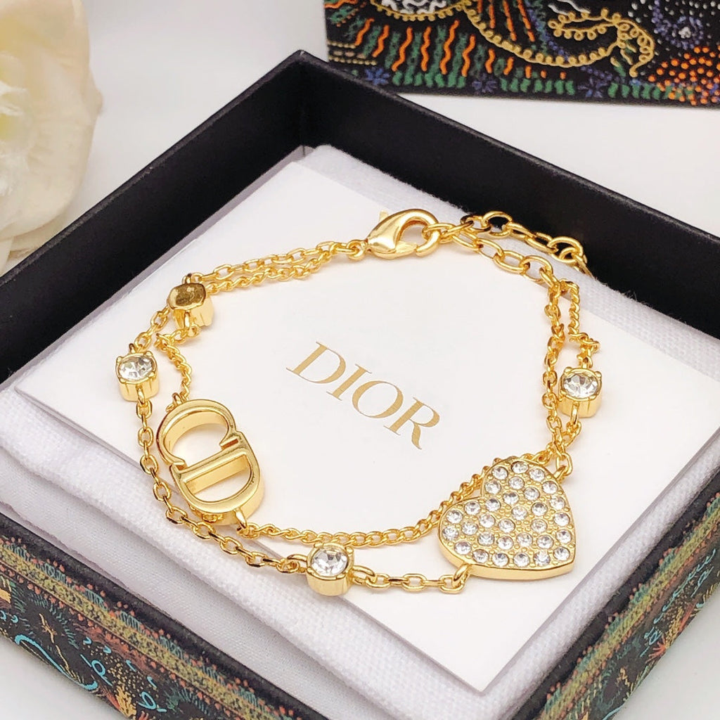 Dior Petit Heart Diamonds 18K Gold Bracelet