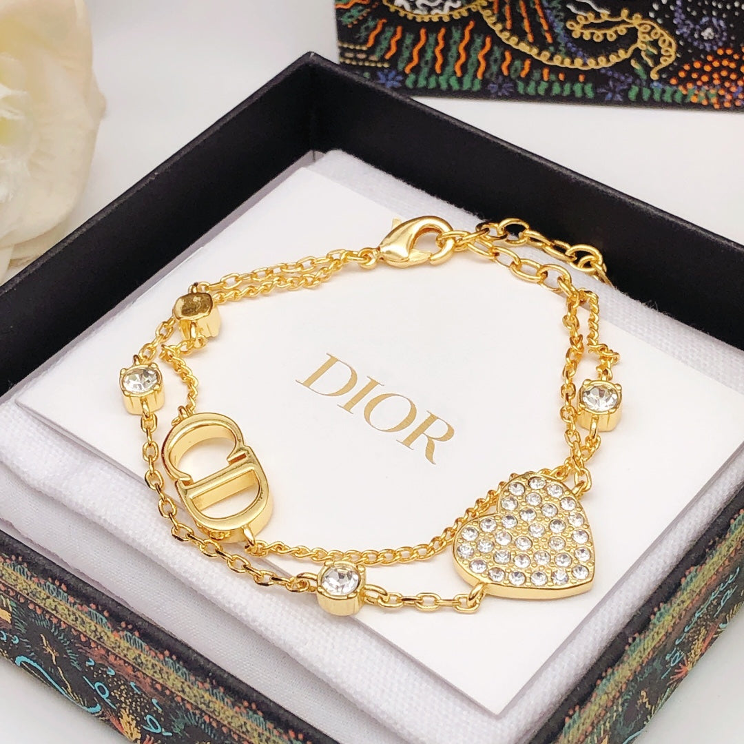 Dior Petit Heart Diamonds 18K Gold Bracelet