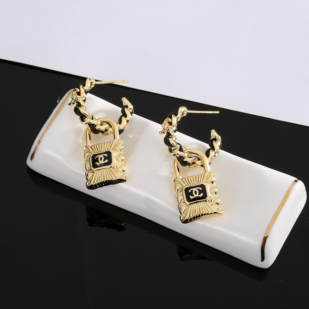 Chanel Lock 18K Gold Earrings
