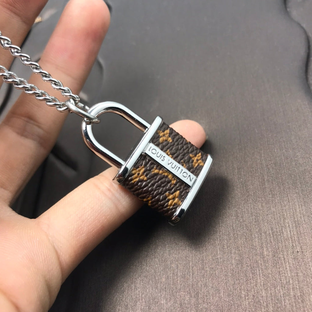 Louis Vuitton Monogram Lock Pendant 18K Gold Necklace