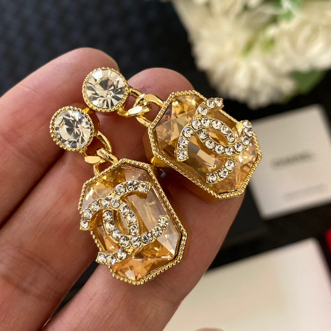 Chanel Crystals 18K Gold Earrings