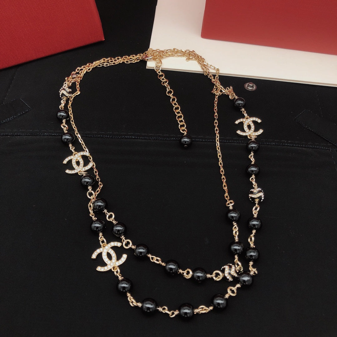 Chanel Black Pearls 18K Gold Necklace
