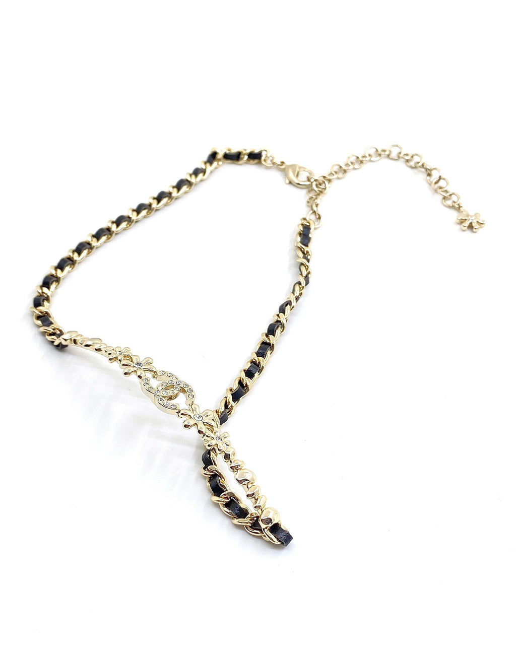 Chanel Leather Choker 18K Gold Necklace