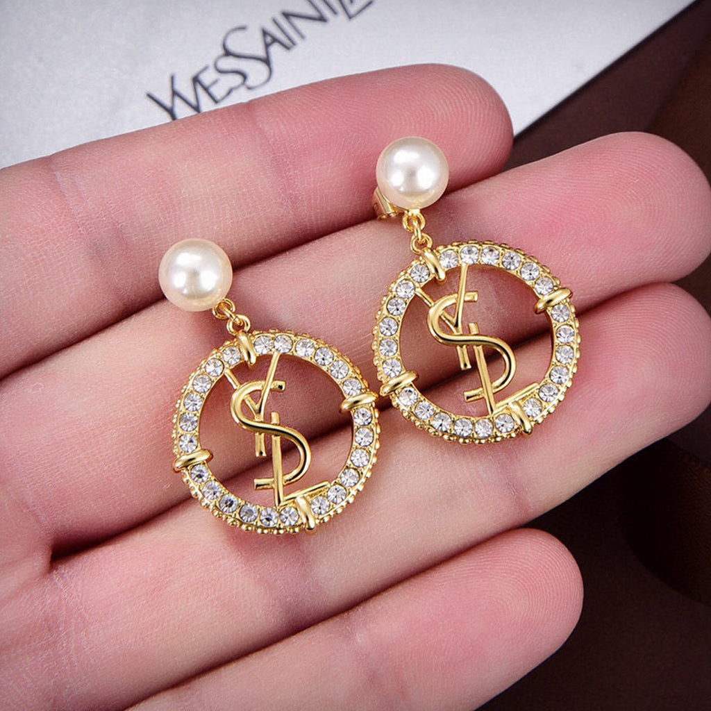 YSL Circle Diamonds 18K Gold Earrings