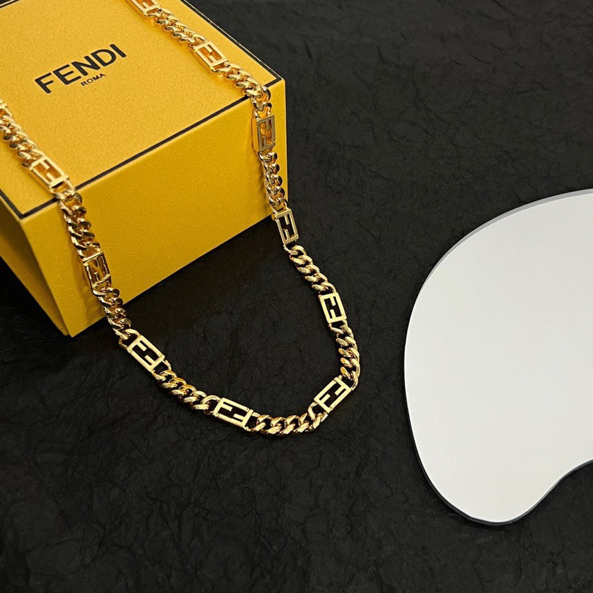 Fendi Baguette Chain 18K Gold Necklace