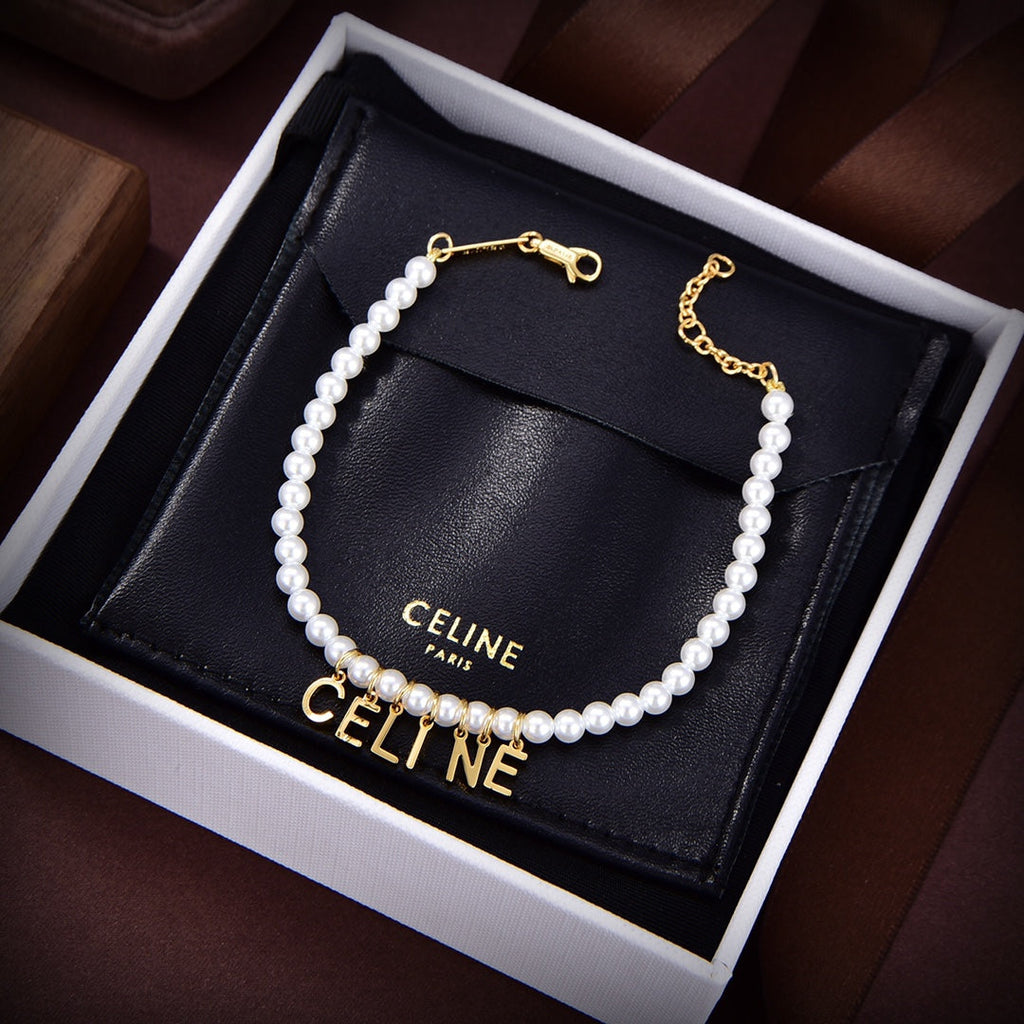 Celine Paris Pearl 18K Gold Necklace