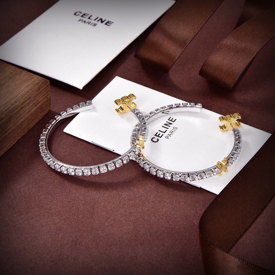 Celine Diamonds Hoops 18K Gold Earrings