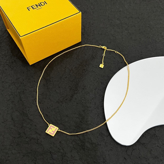 Fendi Forever Pink 18K Gold Necklace