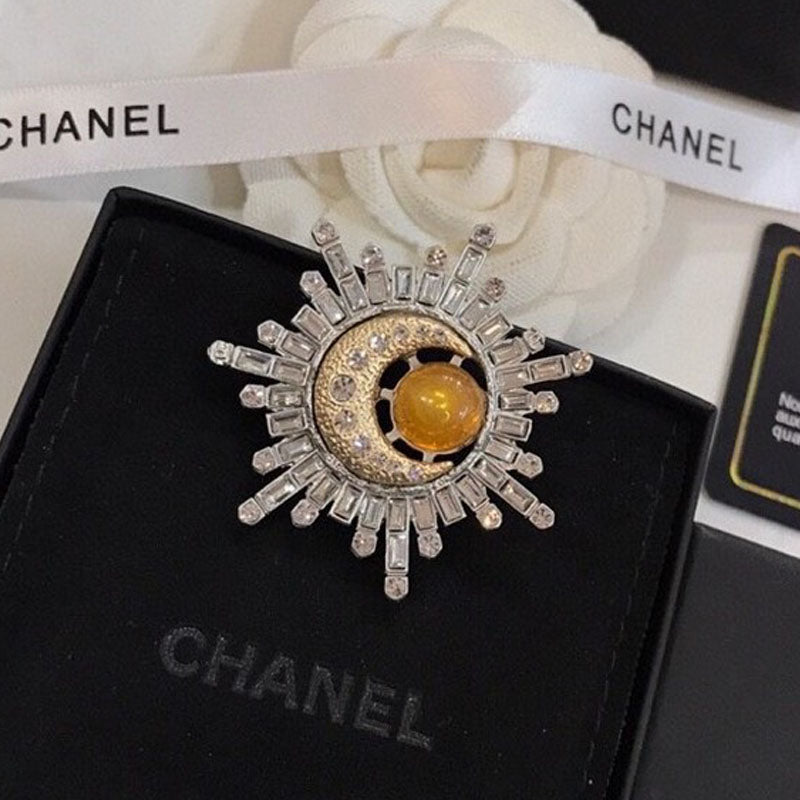 Chanel Crystal 18K Gold Brooch