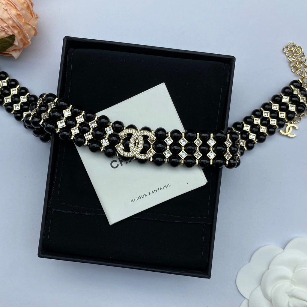 Chanel Strass Choker 18K Gold Necklace