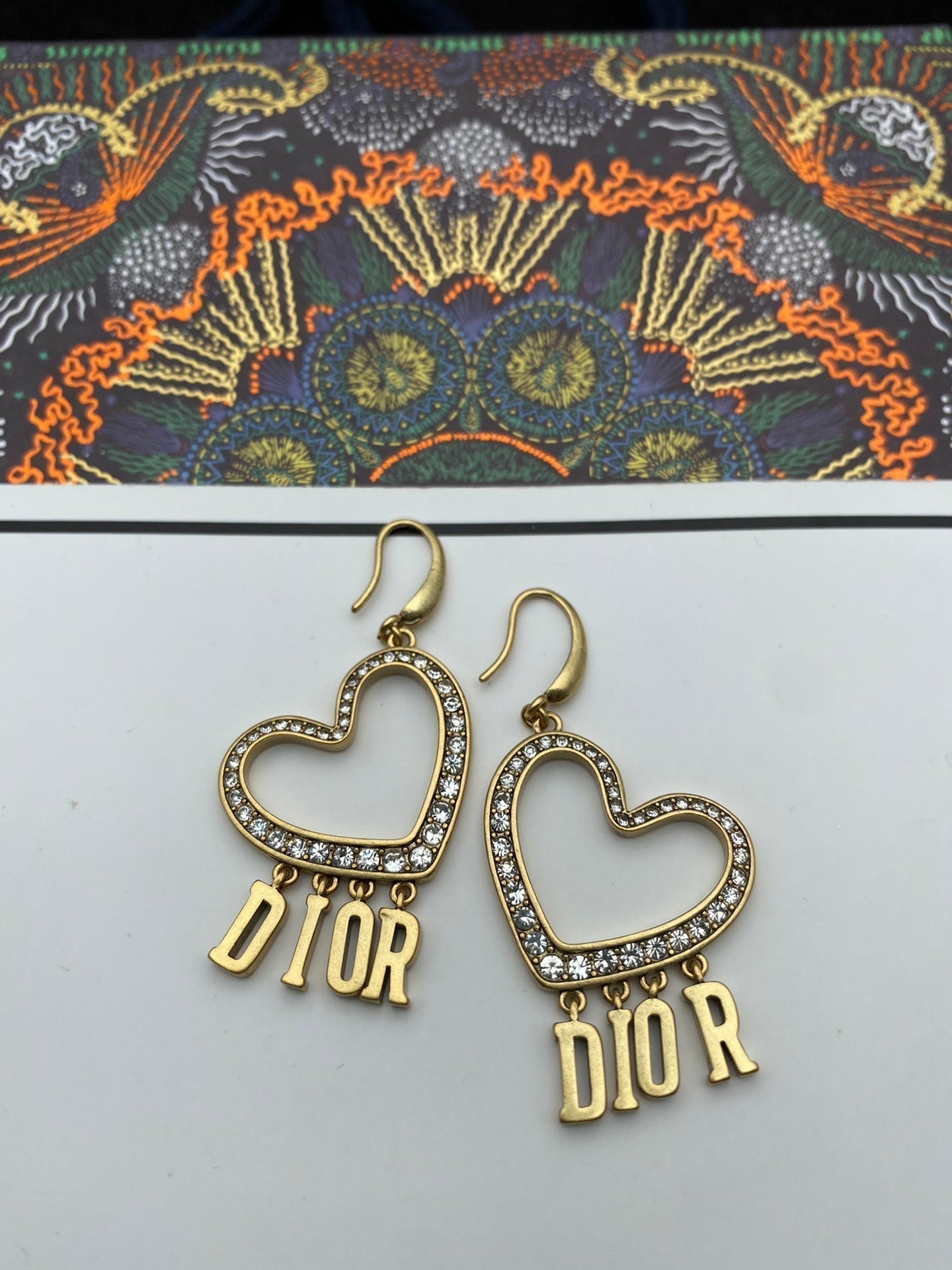 Dior Heart Crystal 18K Gold Earrings