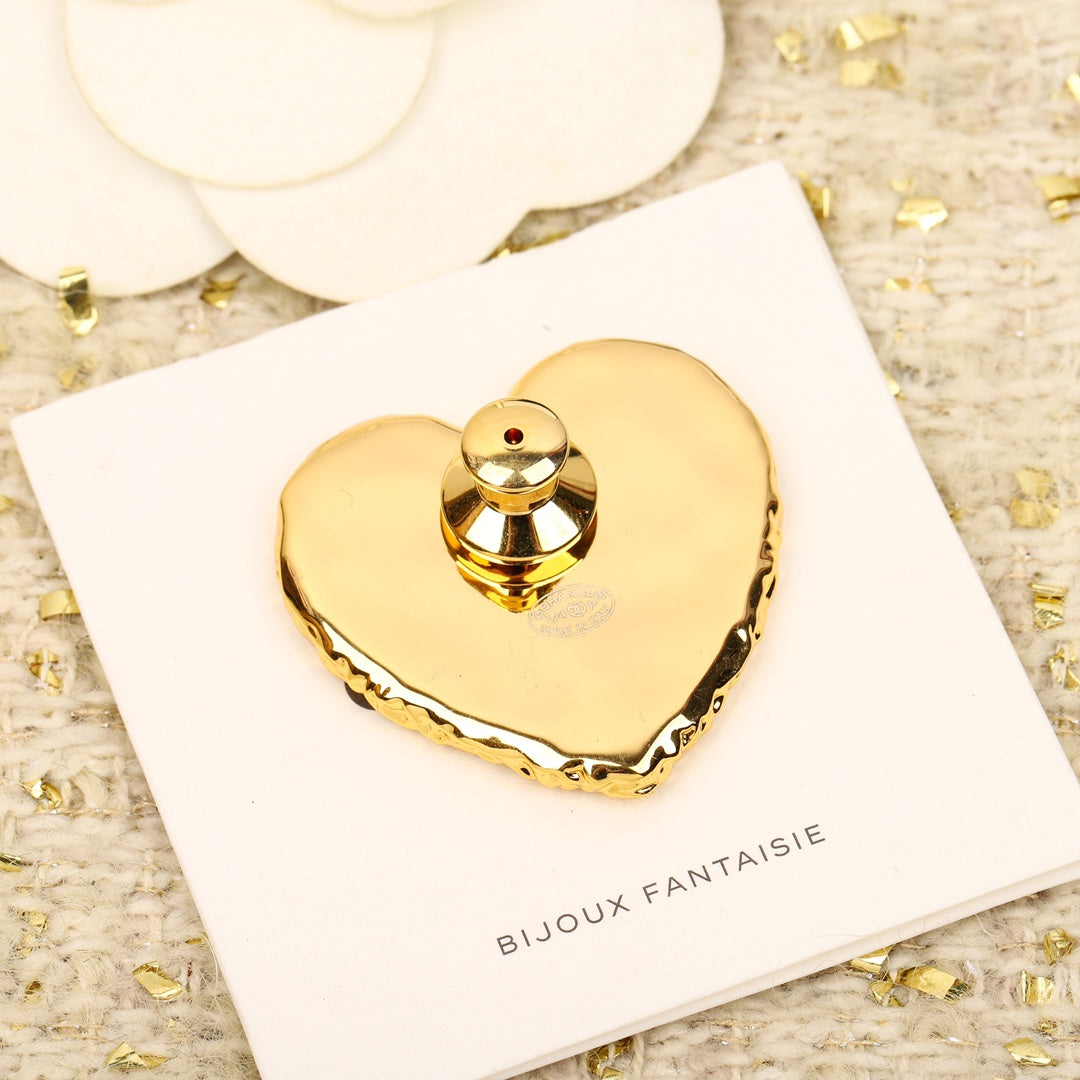 Chanel Black Heart 18K Gold Brooch
