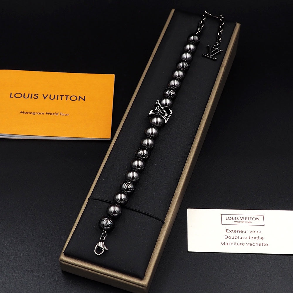 Louis Vuitton Monogram Pearls 18K Gold Bracelet