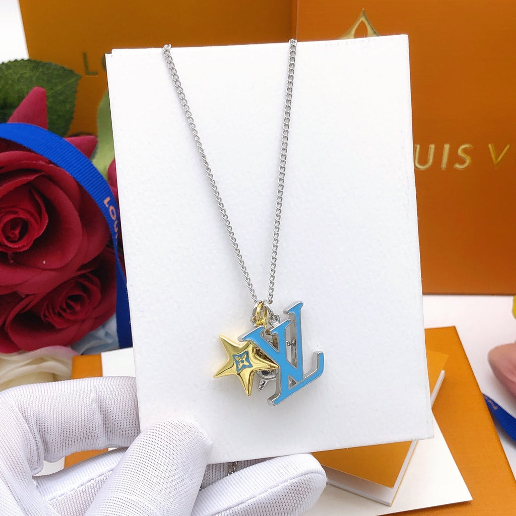 Louis Vuitton Turquoise Chain 18K Gold Necklace