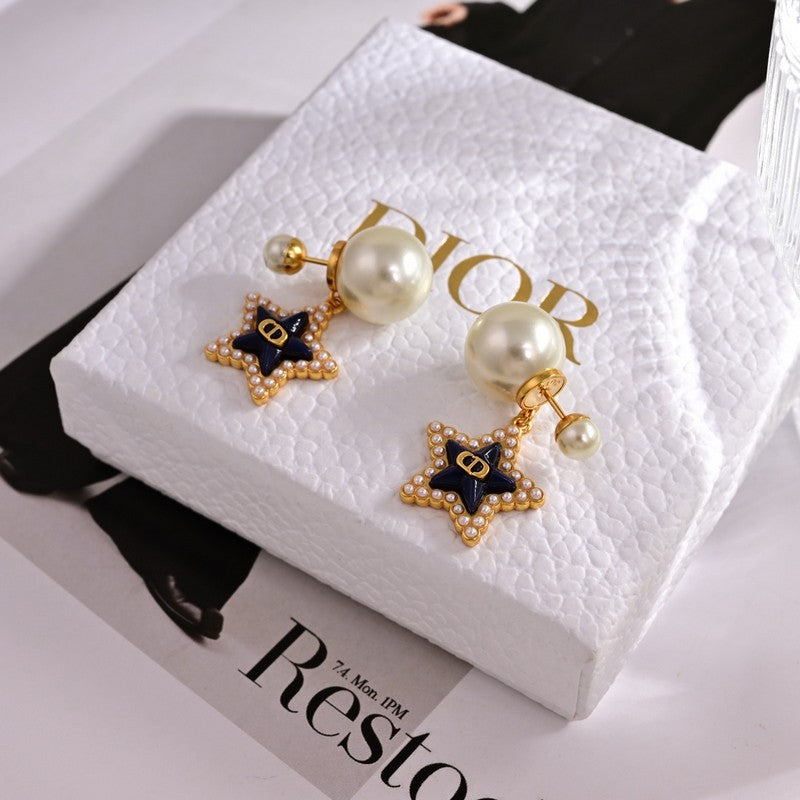 Dior Tribales Star Pearl 18K Gold Earrings