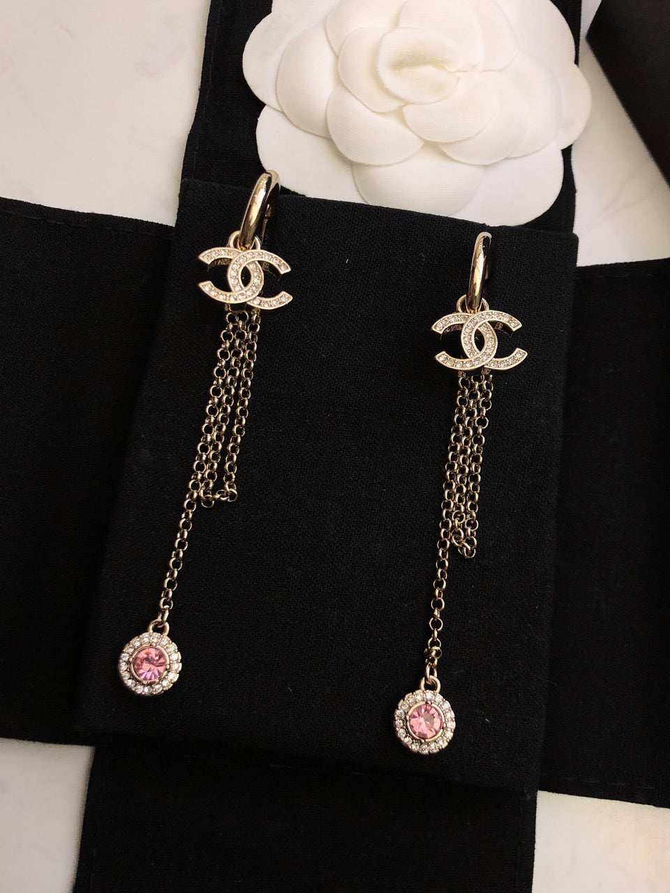 Chanel Tassel Crystals 18K Gold Earrings