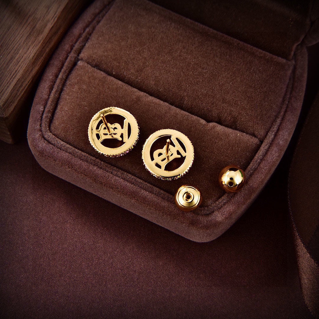Balenciaga Color Crystals 18K Gold Earrings