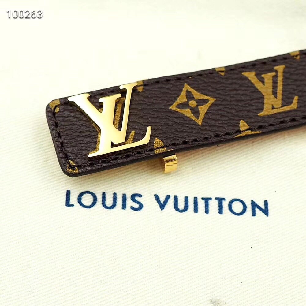 Louis Vuitton Leather 18K Gold Bracelet