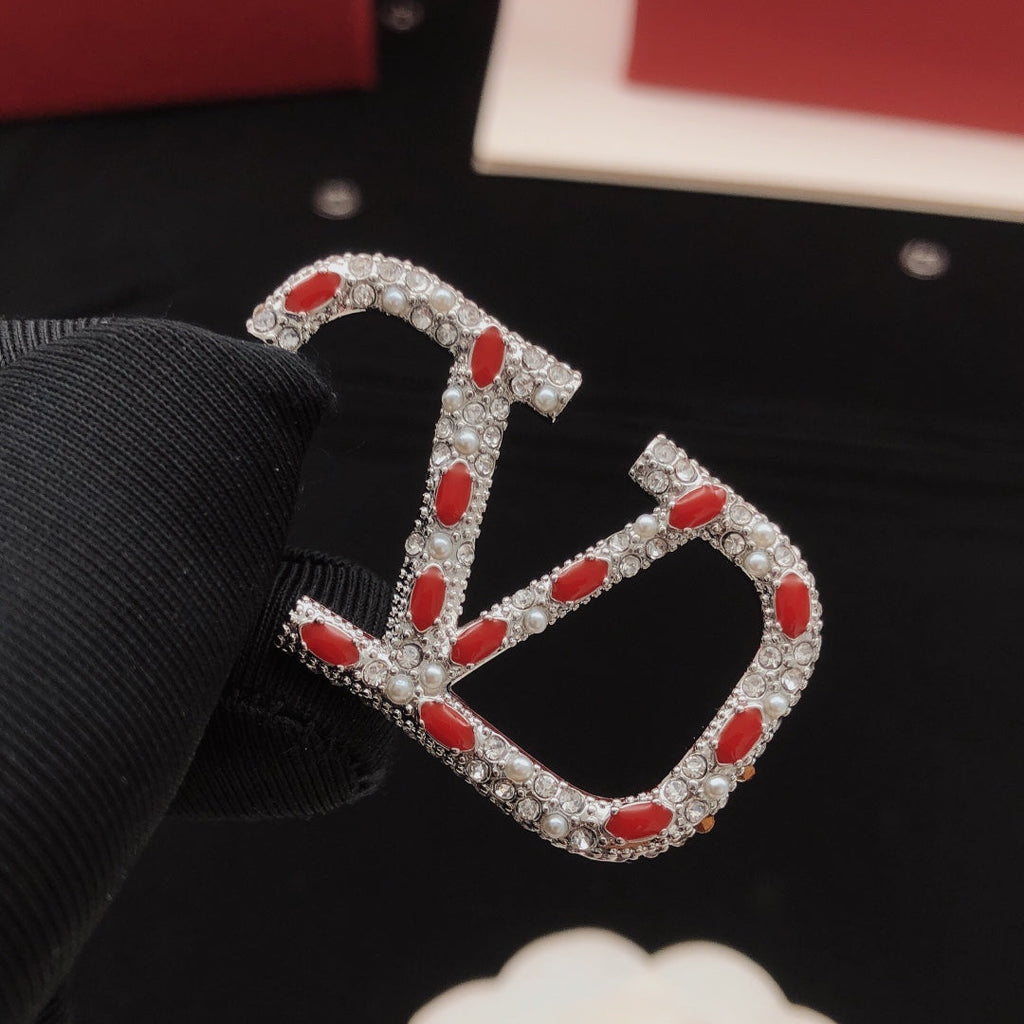 Valentino Red Crystal 18K Gold Earrings