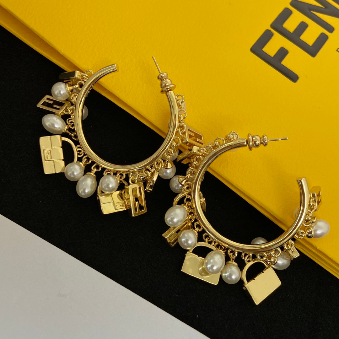 Fendi Pearls 18K Gold Earrings