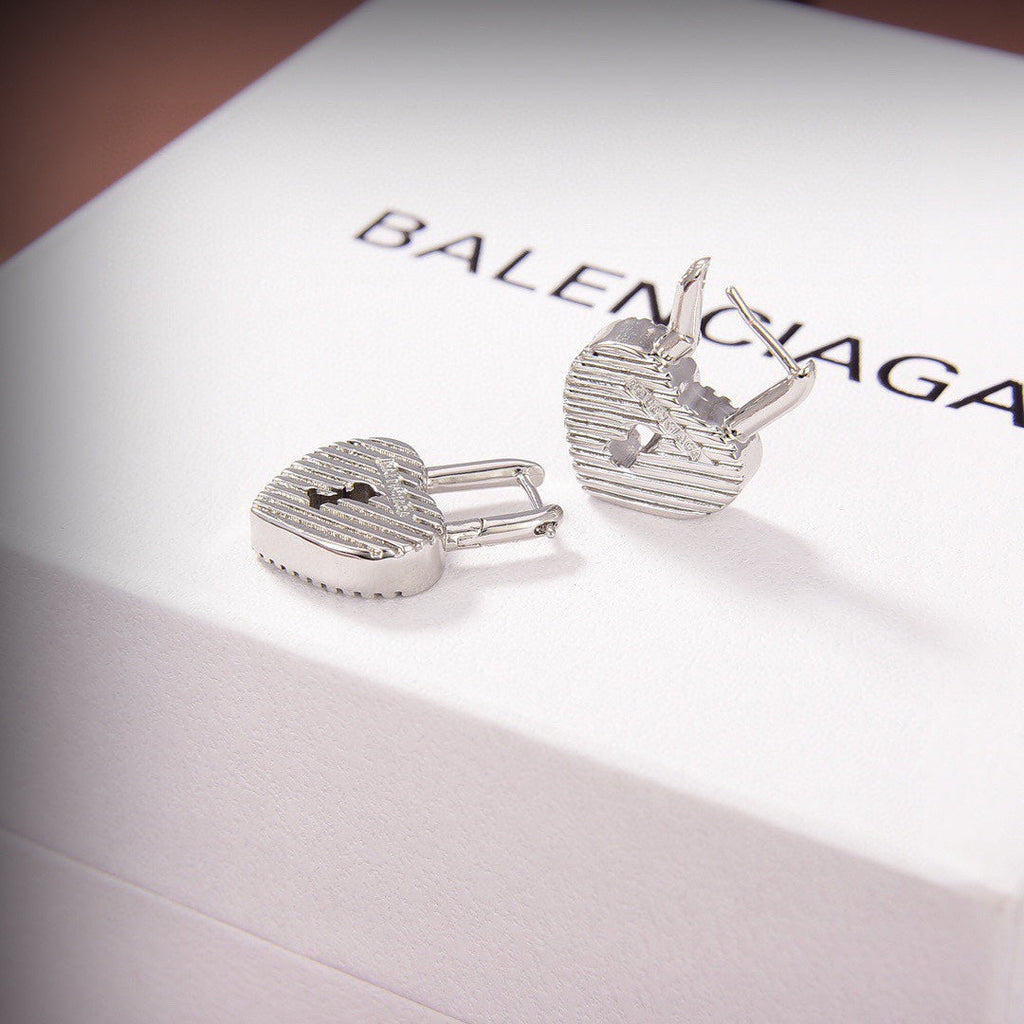 Balenciaga Hear Lock 18K Gold Earrings